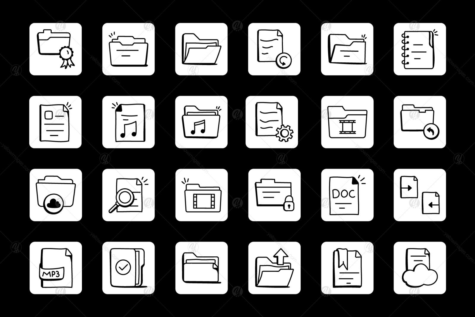 Pack of Doodle Files and Folders Icons