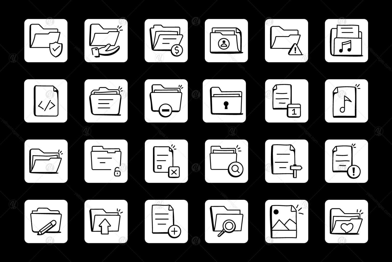 Pack of Doodle Files and Folders Icons