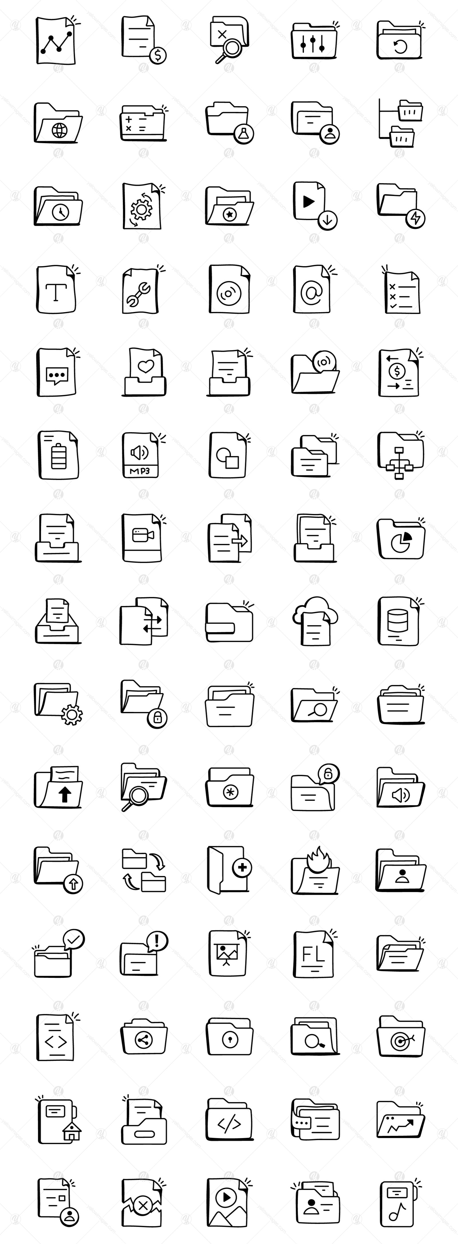 Pack of Doodle Files and Folders Icons