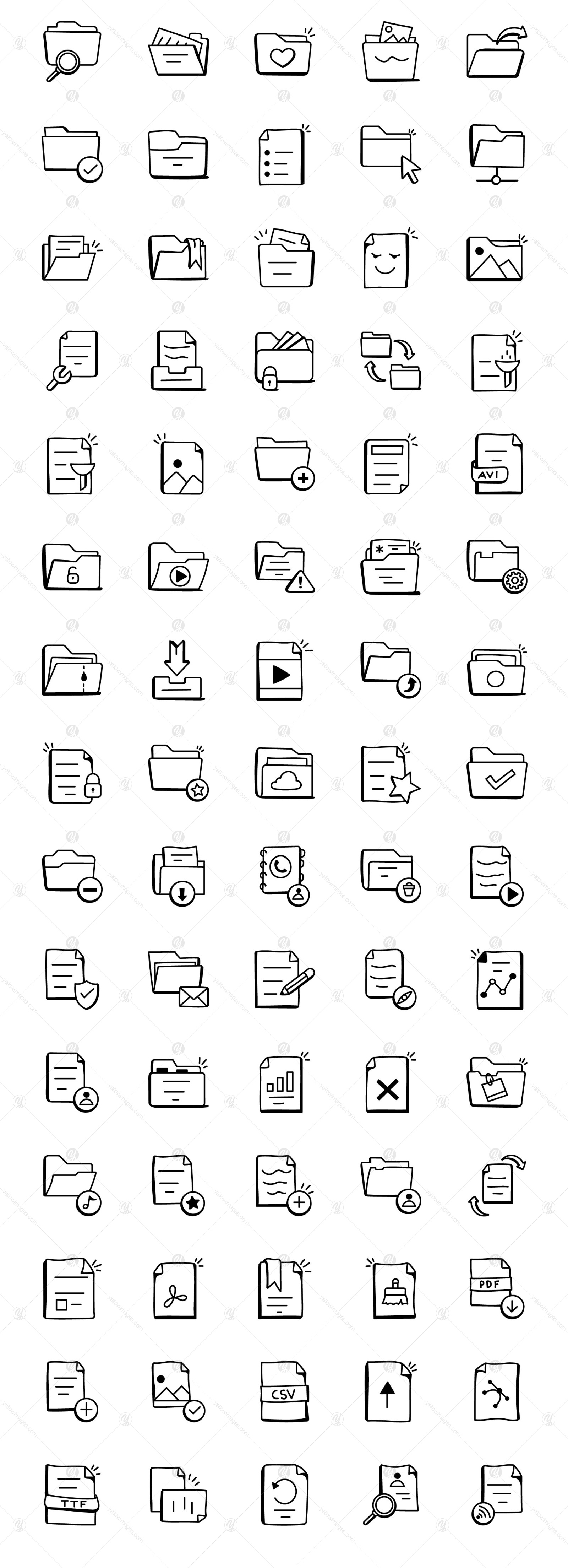 Pack of Doodle Files and Folders Icons