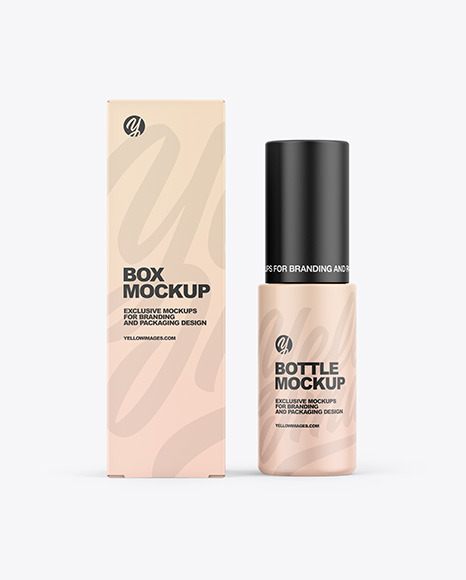 Matte Bottle W/ Box Mockup