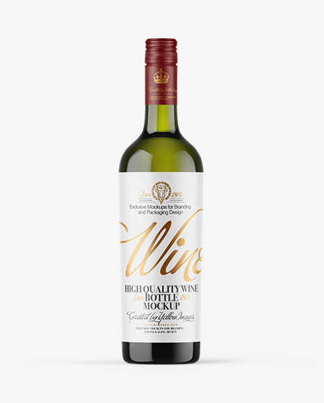 Green Glass White Wine Bottle Mockup