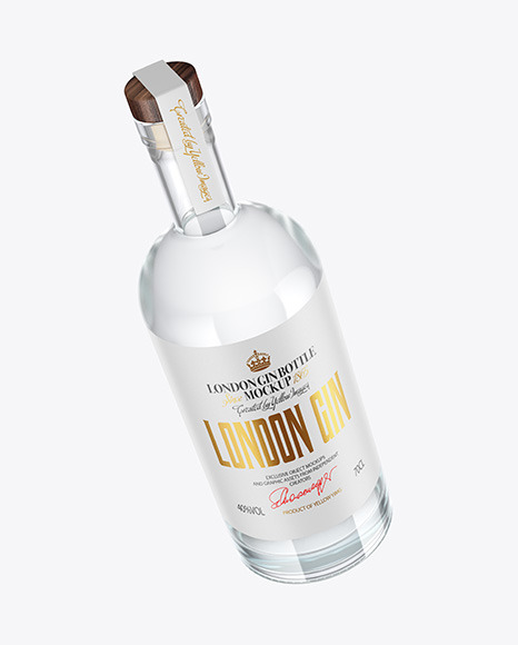 Dry Gin Bottle with Wooden Cap Mockup