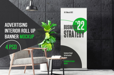 Advertising Interior Roll Up Banner Mockup