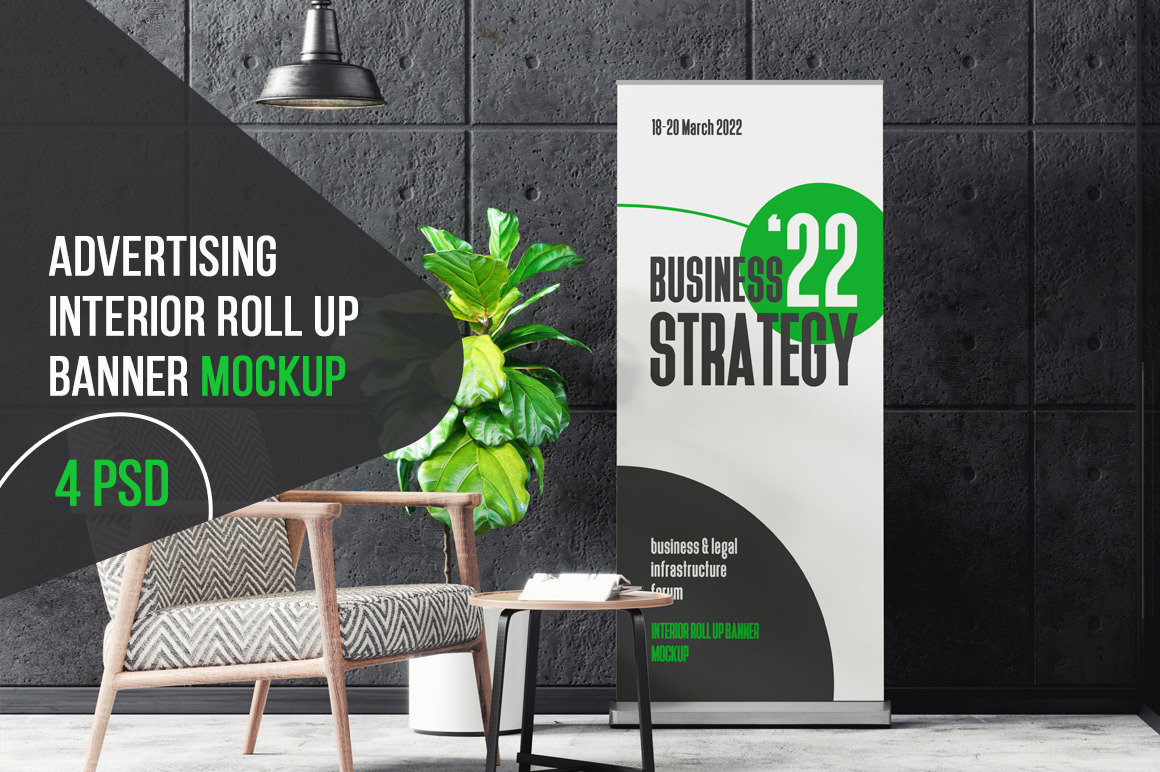 Advertising Interior Roll Up Banner Mockup