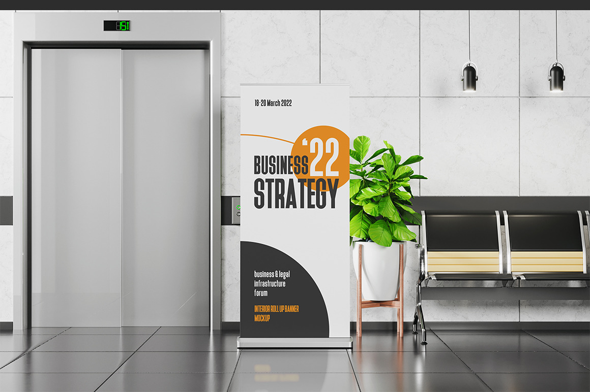 Advertising Interior Roll Up Banner Mockup