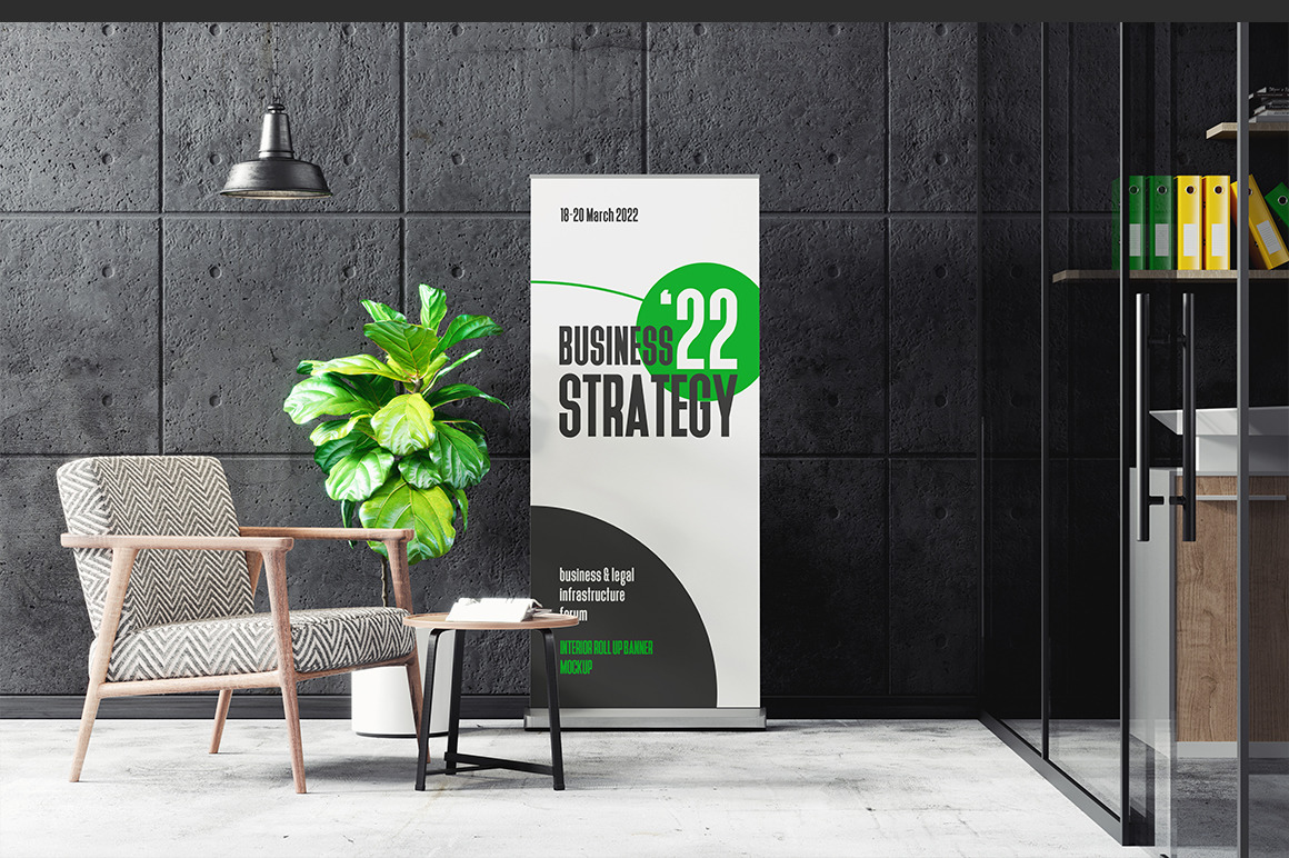 Advertising Interior Roll Up Banner Mockup