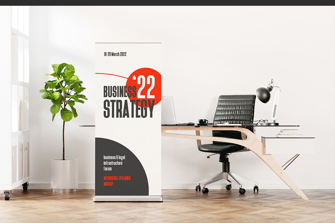Advertising Interior Roll Up Banner Mockup
