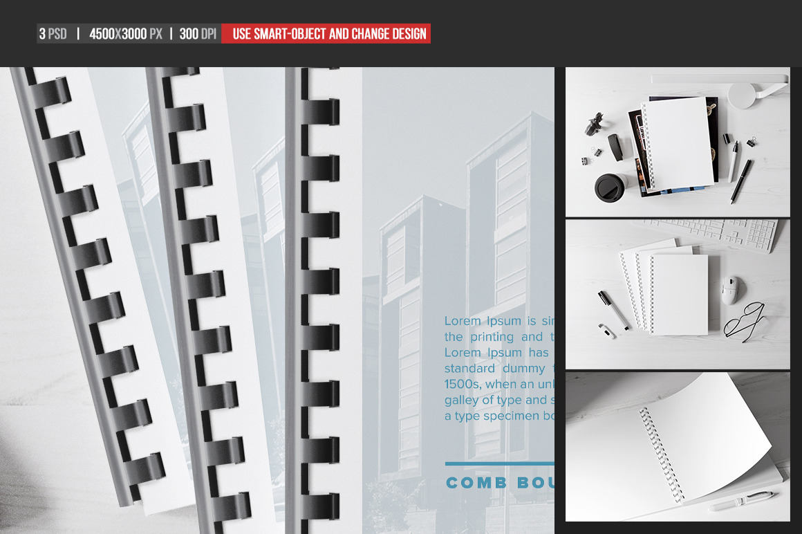 Plastic Comb Book Binding Mockup on Yellow Images Creative Store