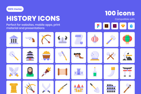 Flat Detailed History Icons Pack