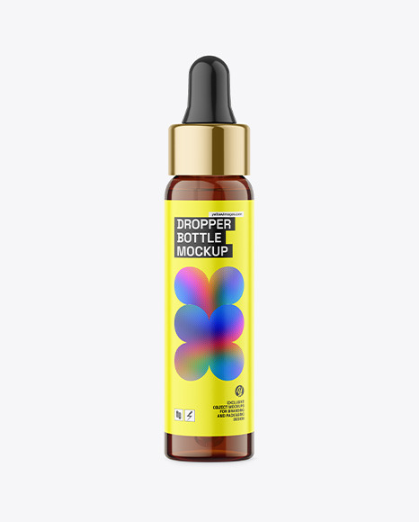Amber Glass Dropper Bottle Mockup