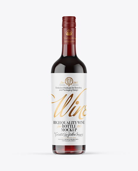 Clear Glass Red Wine Bottle Mockup