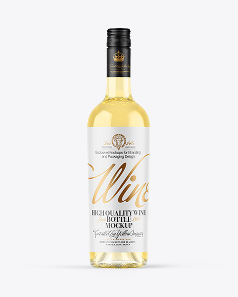 Clear Glass White Wine Bottle Mockup