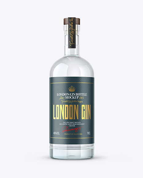 Dry Gin Bottle with Wooden Cap Mockup