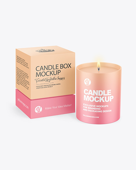 Matte Candle W/ Box Mockup