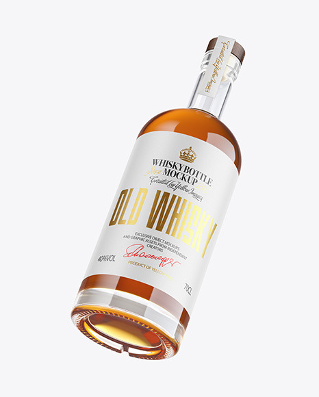 Whiskey Bottle with Wooden Cap Mockup