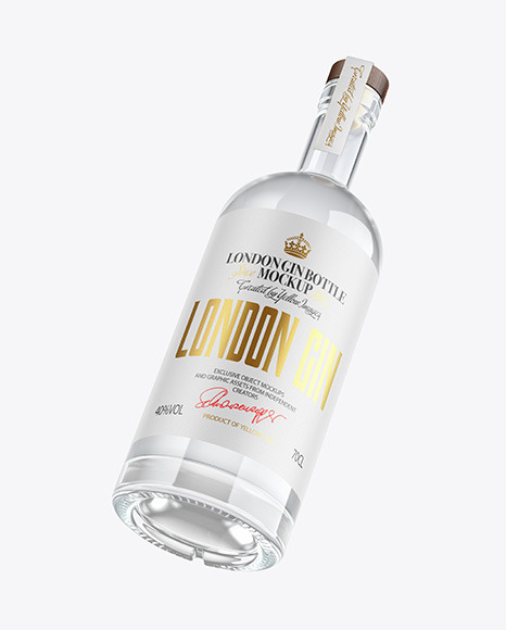 Dry Gin Bottle with Wooden Cap Mockup