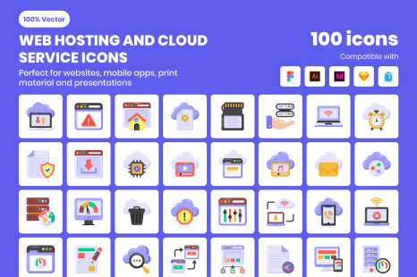 Cloud Hosting Services Icons
