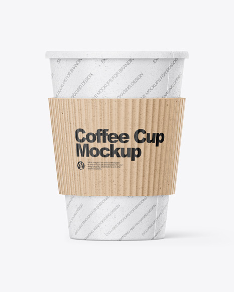 Kraft Paper Coffee Cup w/ Holder Mockup