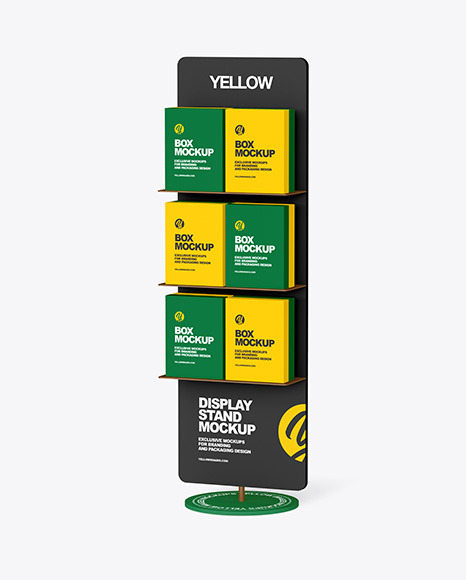 Display Stand With Boxes Mockup