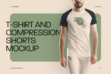 7 Men's Mockups T-Shirt  and Compression Shorts