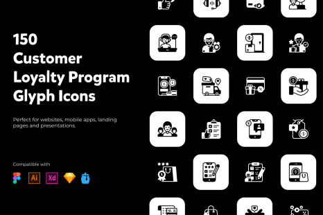 Customer Loyalty Program Solid Icons