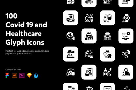 Covid19, Medical and Healthcare Filled Icons Pack
