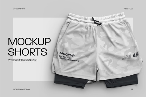 8 Mockups Shorts with Compression Line
