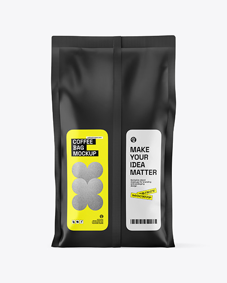 Matte Coffee Bag Mockup - Back View