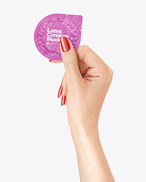 Matte Condom Packaging in a Hand Mockup