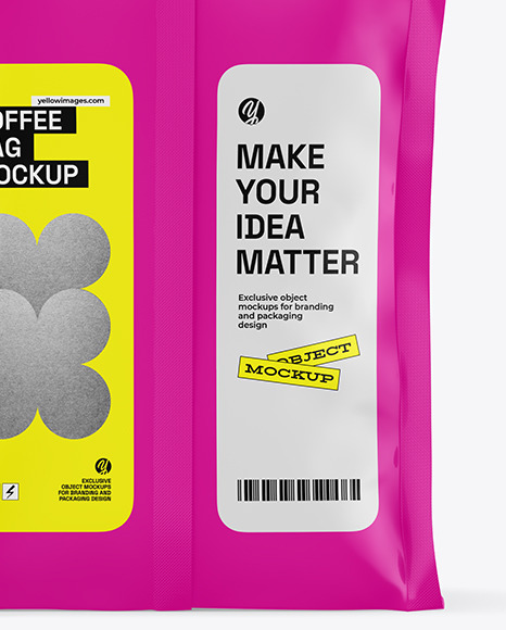 Glossy Coffee Bag Mockup - Back View