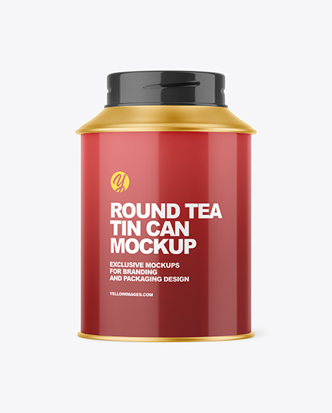 Glossy Tea Tin Can Mockup