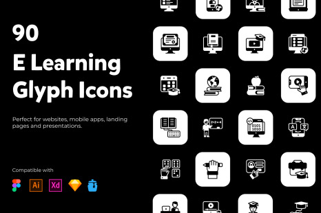 Online Education Glyph Icons Pack