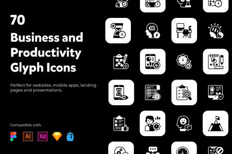 70 Productivity Glyph Icons