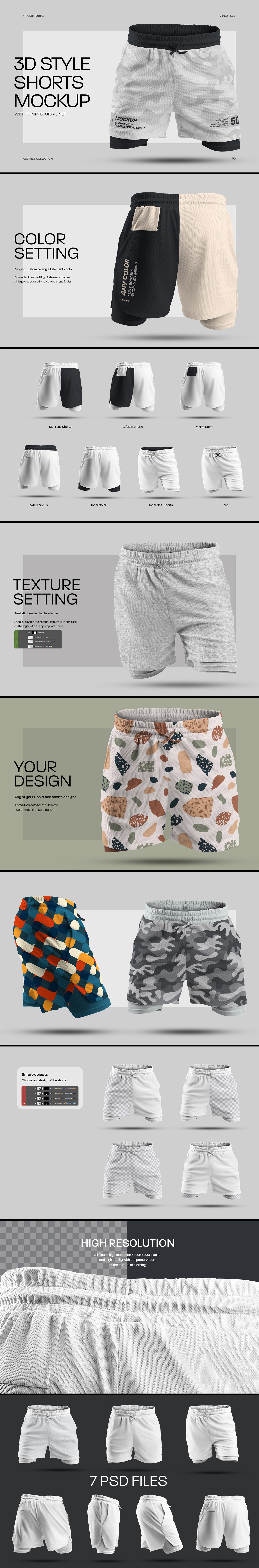 Mockup Shorts Compression Liner 3D Style