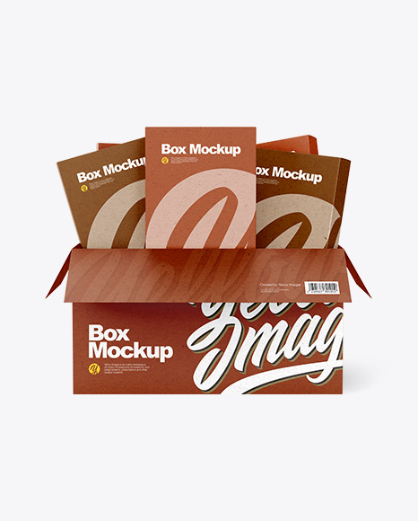 Kraft Box With Boxes Mockup