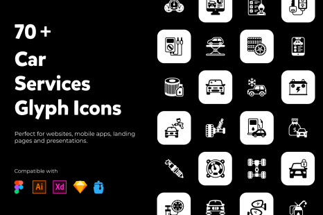 Car Services Solid Icons Pack