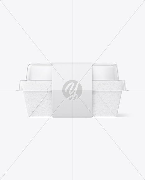 Kraft Paper Box w/ Clear Plastic Lid & Paper Label Mockup