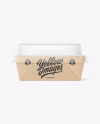 Kraft Paper Box w/ Clear Plastic Lid & Paper Label Mockup