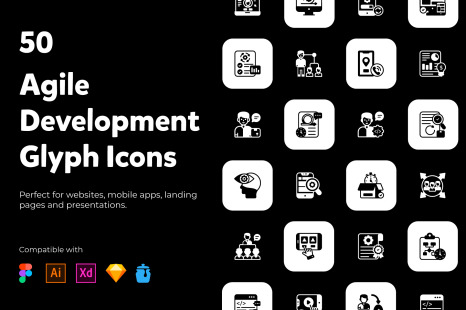 Agile Development Glyph Icons Pack
