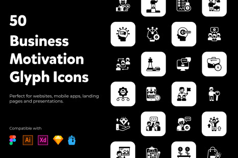 Business Motivation Glyph Icons