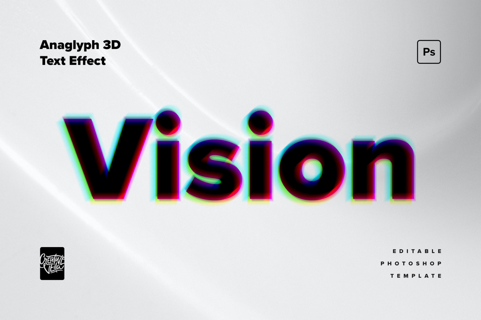 Anaglyph 3D Text Effects on Yellow Images Creative Store