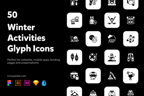 Winter Activities Glyph Icons