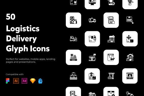 Logistics Delivery Solid Icons Pack