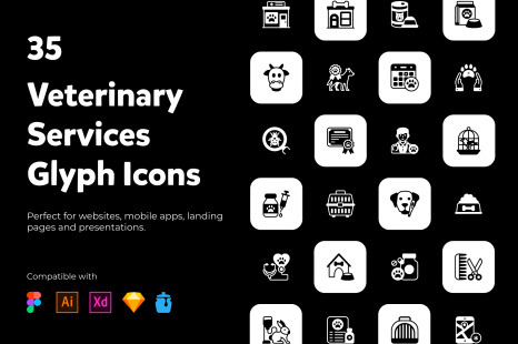 Veterinary Services Glyph Icons