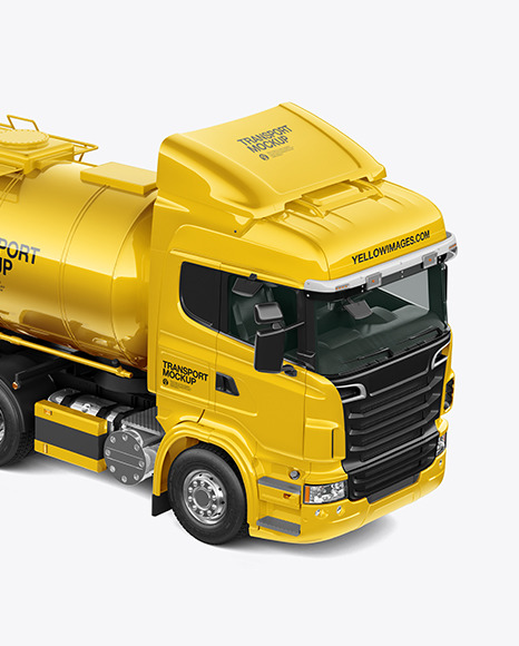 Tank Trailer Truck Mockup - Half Side View