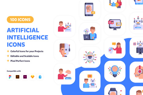 100 Artificial Intelligence Icons