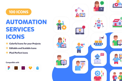 100 Automation services Icons