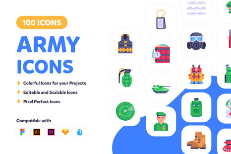 100 Army Vector Icons