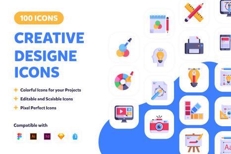 100 Flat Creative Design Icons